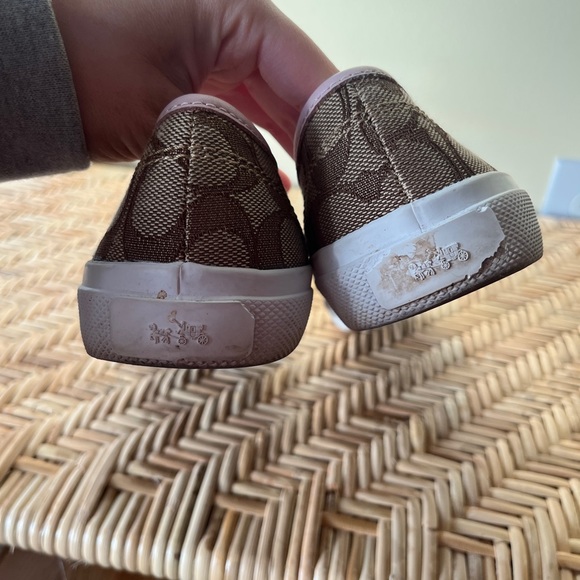 Coach Chrissy Slip On Logo Sneakers Tan & Pink Size 6 - Picture 11 of 11